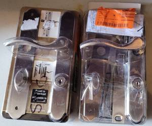 lot 368 image: LOT OF 2 WRIGHT SERENADE MORTISE LEVER LOCKSETS IN PACKAGES AS SHOWN.