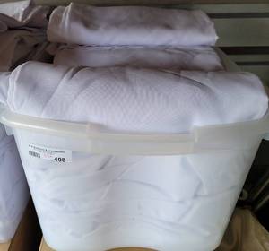 lot 408 image: LOT OF 36 CHAIR COVERS IN STYLECOLORCONDITION SHOWN. (YOUR BID X 36)