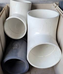 lot 415 image: LOT OF 3 PVC PIPE FITTINGS AS SHOWN. (YOUR BID X 3)