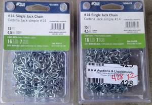 lot 428 image: LOT OF 2 LIGHT DUTY #14 SINGLE JACK CHAIN, 15 FT. (YOUR BID X 2)