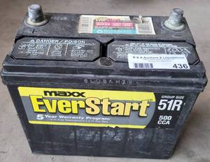 lot 436 image: MAXX EVERSTART 500 CCA BATTERY AS SHOWN. CONDITION UNKOWN.