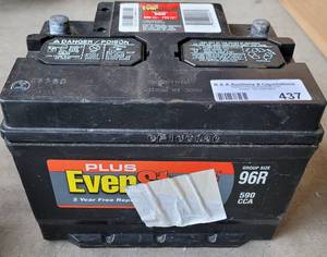 lot 437 image: PLUS EVERSTART 590 CCA BATTERY AS SHOWN. CONDITION UNKOWN.