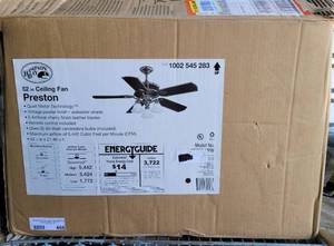 lot 466 image: HAMPTON BAY PRESTON 52 CEILING FAN IN BOX AS SHOWN.