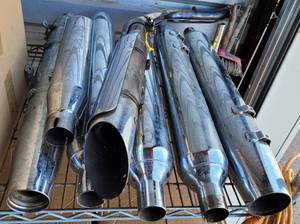 lot 468 image: LOT OF 7 MOTORCYCLE MUFFLERSEXHAUST PIPES AS SHOWN. (YOUR BID X 7)