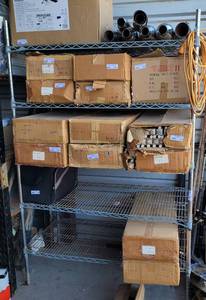 lot 477 image: METRO RACK STYLE SHELF AS SHOWN. CONTENTS NOT INCLUDED. DELAYED PICK UP SAT. AFTER 300 PM OR MON 1000 AM - 100 PM.