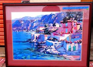 lot 38 image: HOWARD BEHRENS SERIAGRAPH RIVIERA 1987 - MATTED AND FRAMED 38 X 42 ($$$$$)