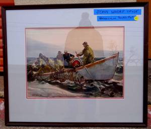 lot 40 image: RARE John Whorf Breightening Seine 1938 Original Collotype on Ragboard - measures 24 x 28 matted and framed ($$$$$)