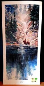lot 53 image: LIMITED EDITION (691950) MILTON LEWIS CRAZY CREEK CROOSING SERIAGRAPH FROM THE TOH-ATIN GALLERY 1994 HAND SIGNED AND NUMBERED - ($$$$)