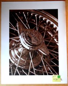 lot 59 image: 16 X 20 VINTAGE JAGUAR CLOSE UP SPOKES - LOOKS GREAT - READY TO FRAME