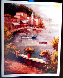 lot 74 image: ITALIAN HARBOR BY PETER BELL MEASURES 24 X 30 ON QUALITY PAPER ($$$)