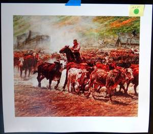 lot 77 image: JOELL SMITH WESTERN ART - 18 X 21 PRINT TITLED COMING THROUGH - GALLERY PRICE $99.99