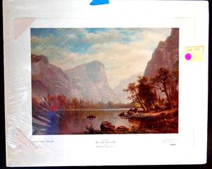 lot 96 image: 1994 EDITION MIRROR LAKE, YOSEMITE FALLS BY ALBERT BIERSTADT CUSTOM PRINT - ($$$$)