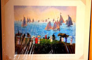 lot 97 image: Race Day At Newport Art Print Poster By Sally Caldwell Fisher, 36  x 27  - SHRINK WRAPPED UNOPENED ($$$)