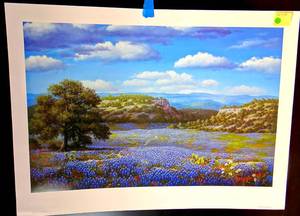 lot 101 image: Bluebonnets of Texas  25 X 34 BY RONNIE HEDGE (1995) ($$)