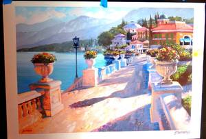 lot 112 image: RETIRED HOWARD BEHRENS BELLAGIO SHADOWS PRINT - 27 X 38 ($$$$)