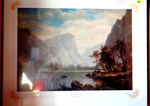 lot 122 image: MIRROR LAKE YOSEMITE VALLEY BY ALBERT BIERSTADT - 26 X 34 12 - ($$$$)