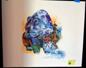 lot 248 image: GRIZZLY BLUE BY SHELLY SHIPLEY SIGNED PRINT MEASURES 18 X 22 - BEAUTIFUL ($$$)