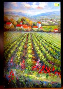 lot 293 image: ORIGINAL OIL PAINTING ON CANVAS - THROUGH THE FIELDS - MEASURES 24 X 36 ($$$$)