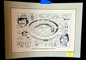 lot 298 image: VINTAGE VETERANS STADIUM, PHILADELPHIA LIMITED EDITION 16 X 22 PRINT BY THE SPORTING NEWS - 1990 (HARD TO FIND)