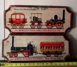 lot 8 image: Vintage 1960s style Wall Art featuring trains - lot of 2