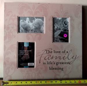 lot 14 image: The Love of Family is the Greatest Gift decorative photo frame - holds 3 4x6 photos