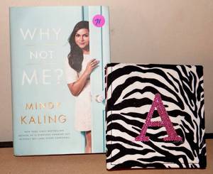 lot 71 image: WHY NOT ME BY CINDY KALING AND A PERSONAL ZEBRA STYLE JOURNAL WITH SILVER TRIMMED PAGES
