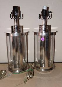 lot 86 image: LOT OF TWO STAINLESS & GLASS TABLETOP LAMBS AS SHOWN