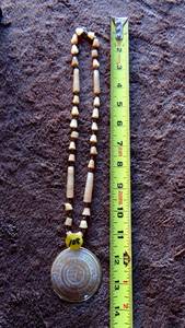 lot 108 image: Beaded Bone Style Necklace with Large Medallion
