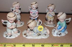 lot 136 image: VINTAGE BRONSON STEVENSON TENDER HEARTS COLLECTION 1995 BUNDLES OF LOVE FIGURES - 6 IN TOTAL