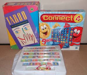 lot 141 image: TABOO, CONNECT 4, AND COLORFUL BLOCK LETTERS