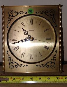 lot 142 image: BRASS METAL FINISHED WEDGEWOOD CLOCK