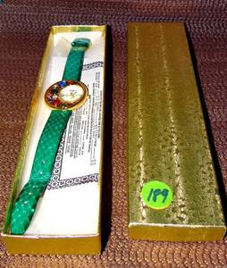 lot 189 image: Womens Ornate Jeweled Watch - unused in original box with warranty slip