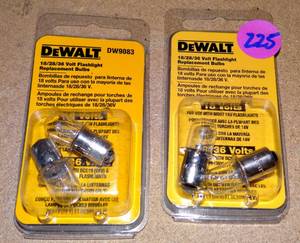 lot 225 image: LOT OF 2 UNOPENED (2 PC) DEWALT 18v VOLT Xenon Flashlight Bulbs  DW9083 - DW908 - DW919 - DC509