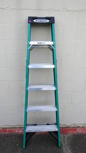 lot 253 image: WERNER 6 ft. Fiberglass Step Ladder with 225 lb. Load Capacity Type II Duty Rating - PRATICALLY NEW