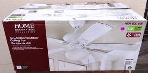 lot 298 image: HOME DECORATIONS 52 INCH CEILING FAN MARSHLANDS LED LIGHT - UNUSED IN DAMAGED BOX