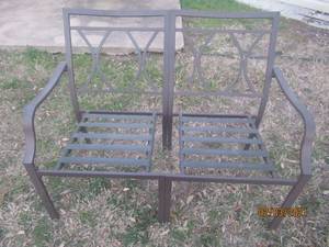 lot 159 image: 2 SEAT IRON OUTDOOR BENCH -( NEED 2 BOLTS&nbsp SEE PIC )