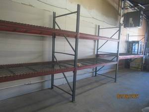 lot 201 image: PALLET RACKING 30L X 43D X 8FT TALL WITH WIRE MESH DECKING AND NUTSBOLTS. ITEM HAS BEEN DISASSEMBLED BRING HELP TO LOAD.