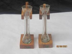 lot 226 image: SET OF TEQUILA EL CHARRO SHOT GLASSES IN WOOD HOLDERS