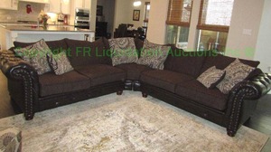 lot 134 image: Sofamaster Aberdeen wedge sofa sectional with throw pillows