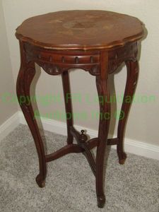 lot 174 image: Antique accent table with hand laid veneer top (needs refinished)