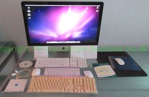 lot 201 image: Apple iMac all in one desk top computer 27 screen with accessories OS X version 10.6.8