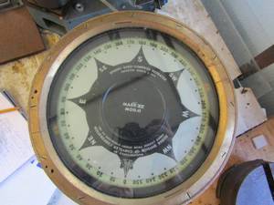 lot 443 image: Sperry Gyro Compass Repeater Pat. MARCH 4, 1919 BRASS   Manufactored  by Dodge Division of CHRYSLER CORPORATION   9.5 dia-11.5Ht  MARK 20  MODEL 0