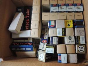 lot 67 image: Box of assorted electron  TUBES  glass