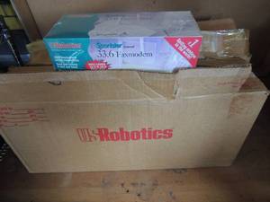lot 94 image: 3 boxes of U.S. Robotics Sportster 33.6 fax modems new (12 total)