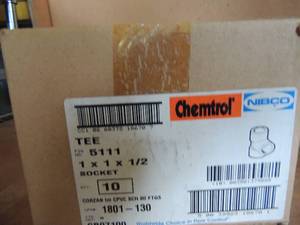 lot 114 image: Central Nibco CPVC tee 1x1.5 Qtybox 10 fig.#511 box sealed  8 boxes