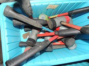 lot 159 image: tote full of double rubber hammers