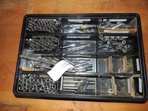 lot 178 image: Black divided caddy with nuts, bolts, washers all sizes