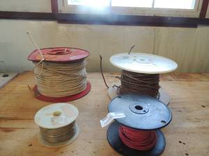 lot 608 image: 4 spools of wire speaker wire copper wire