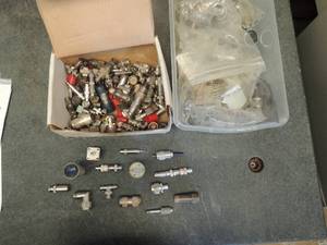 lot 678 image: 1 box and 1 tub of electric components