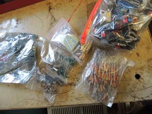 lot 710 image: Large lot of electrical components and mother boards, caps,pressures, plugs